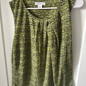 Liz Claiborne Olive and Black Patterned XL Top